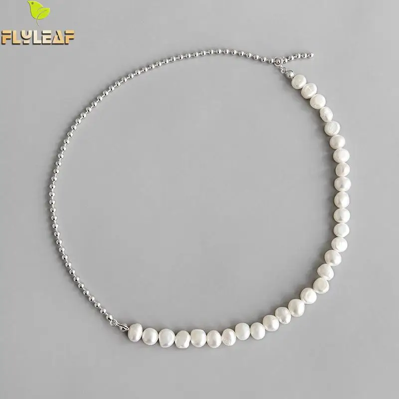 

Flyleaf Natural Freshwater Pearl Choker Necklace 100% 925 Sterling Silver Necklace For Women Fine Jewelry Fashion Bead Chain