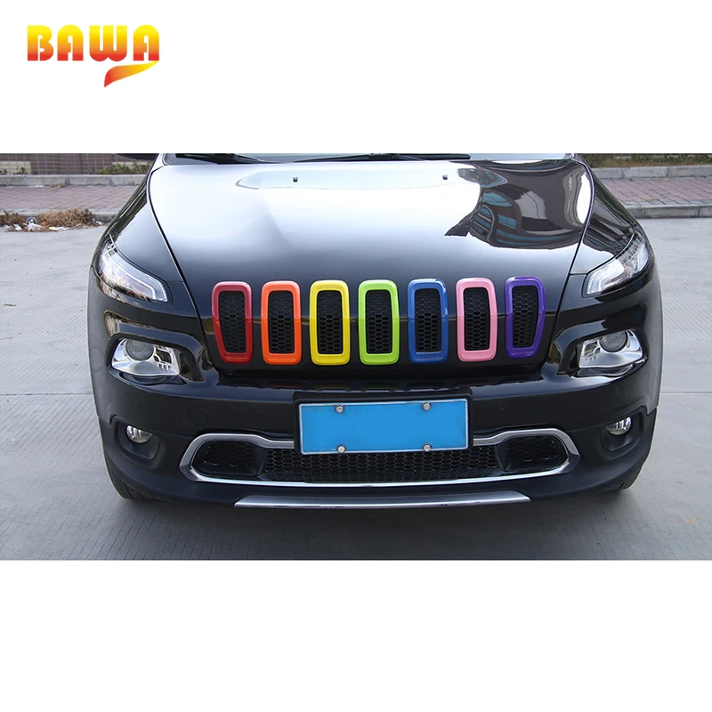 

BAWA Racing Grills ABS Multicolor Car Front Grilles Cover Decoration Stickers for Jeep Cherokee 2014-2016 Car Styling