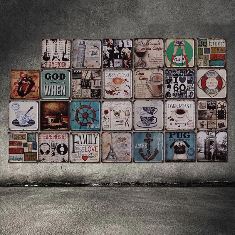 Ретро Железный лист живопись декоративная настенная домашняя атмосфера