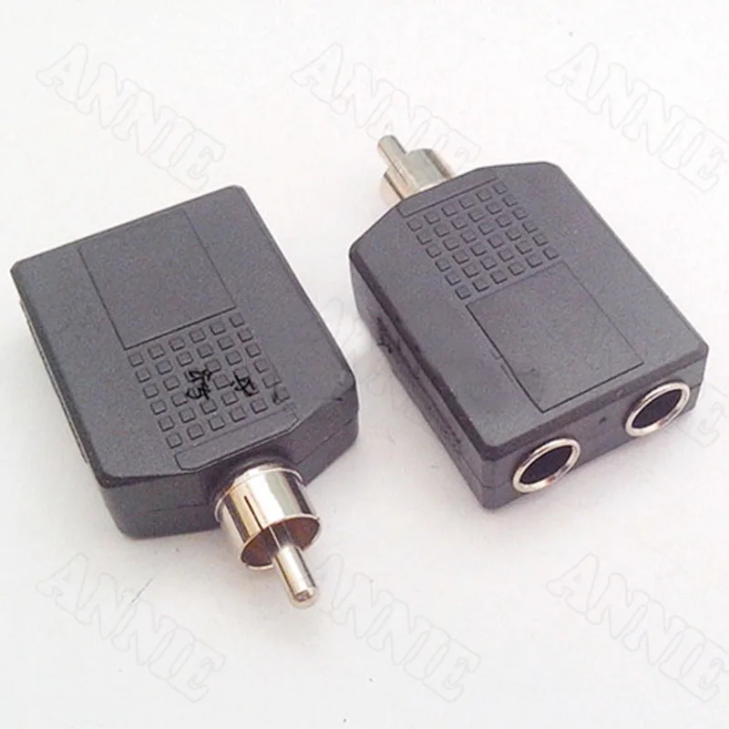 

100pcs/lot RCA Male Plug To Double 6.5 Adaptor RCA Male To Two 6.5mm Interface