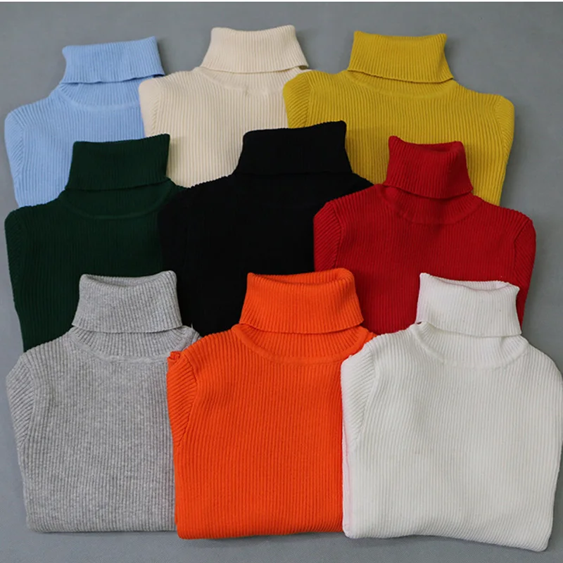 

2018 Children Cardigan Sweater For Girls Turtleneck Cotton Girl Winter Baby Knitted Cardigan Girls Casual Sweater Basic Shirt