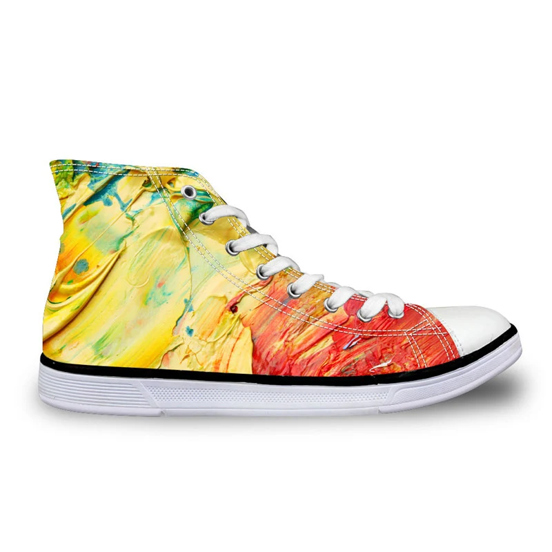 WHEREISART/Модная парусиновая обувь с граффити женская повседневная высоким берцем и