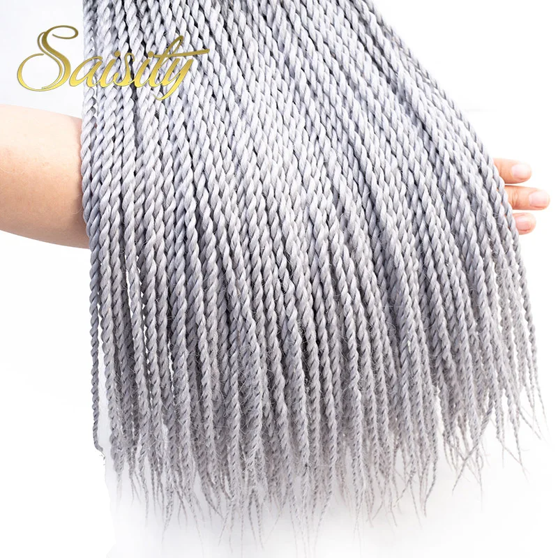 Saisity Ombre Сенегальские скрученные волосы на крючках косички 24 дюйма 20 корней/упаковка синтетические плетеные волосы для женщин серые, синие, розовые, коричневые