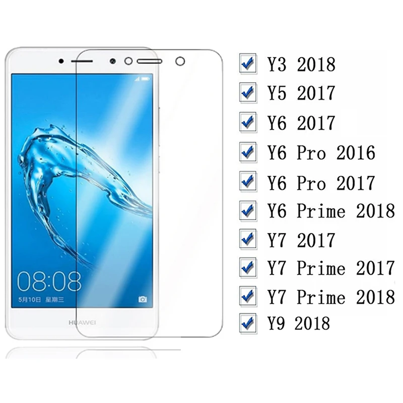 Для huawei y6 prime 2018 стекло на y3 y5 y7 y9 2017 pro 3y 5y 6y 7y 9y закаленное защитное y 3 5 6 7 9 huawey