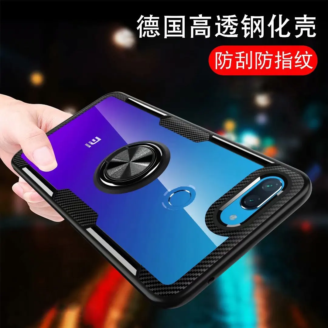 Для xiaomi mi 8 Lite чехол с кольцом-подставкой магнит прозрачный противоударный защитный чехол на заднюю панель для xiaomi mi 8 lite оболочка