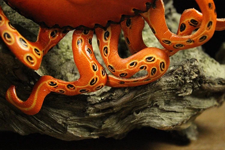 Ручной работы растительного дубления кожа Монета браслет кошелек Осьминог сумка