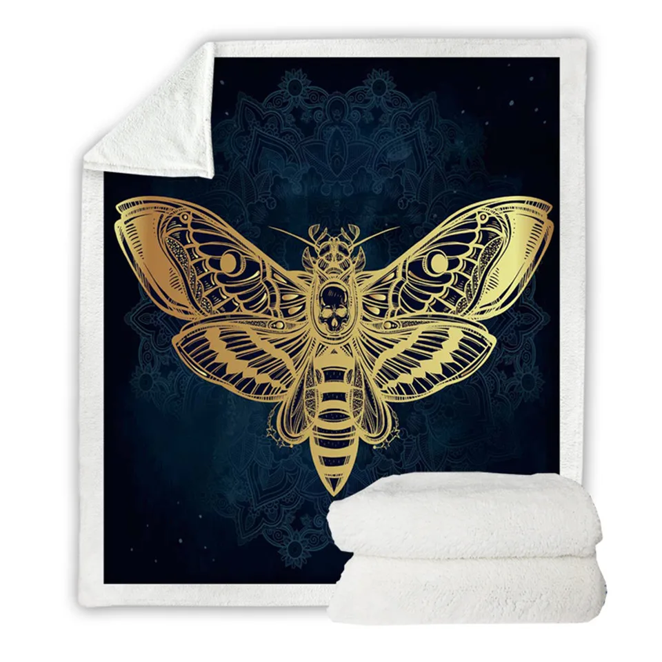 Постельное белье Outlet Death Moth, одеяло с черепом, богемное, микрофибра, шерпа, пледы, одеяло, черный, белый, готическое, постельные принадлежности, mantas para cama