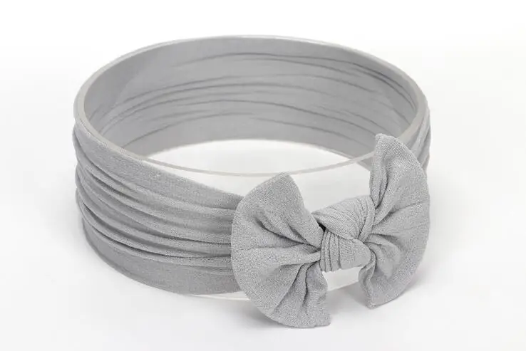 Grey Новинка года; детская нейлоновая повязка на голову ярких цветов; мягкие эластичные резинки для волос для новорожденных девочек; банты для волос; аксессуары для волос в виде тюрбана - Цвет: Grey