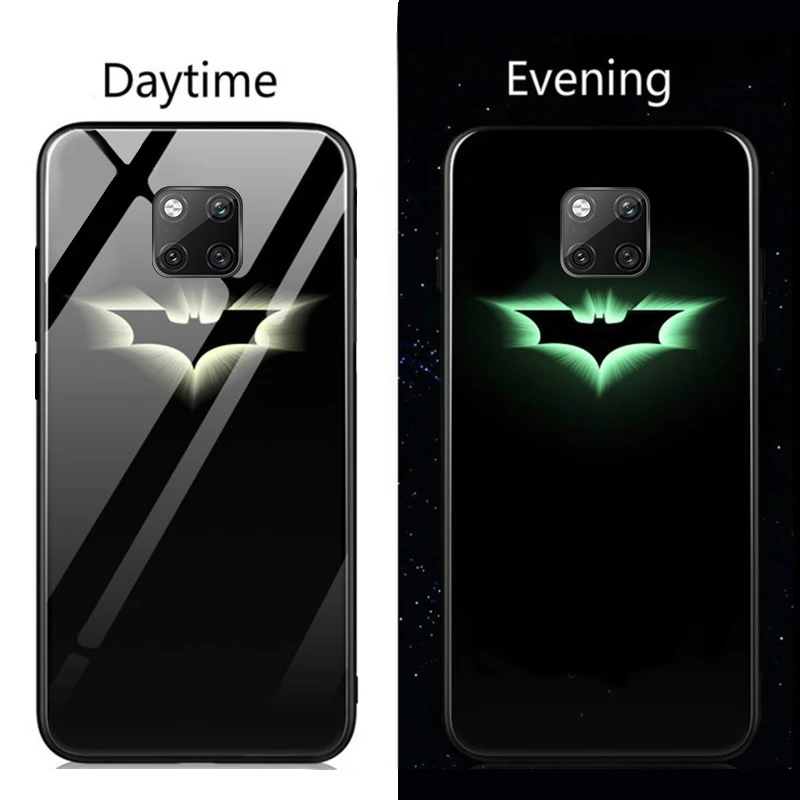 Batman Чудо-яд Железный человек чехол в виде светящегося стекла для huawei mate 30 20 10 Pro Honor 20 10 9 Lite Бэтмен Черная пантера чехол для телефона Funda - Цвет: Batman