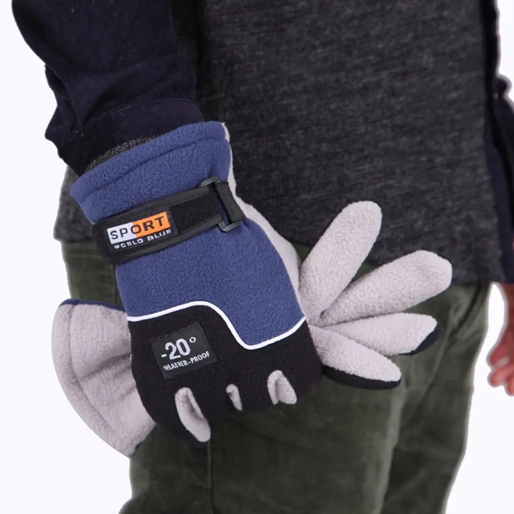 1 пара зимние спортивные перчатки флисовые лыжные теплые ветрозащитные с полным