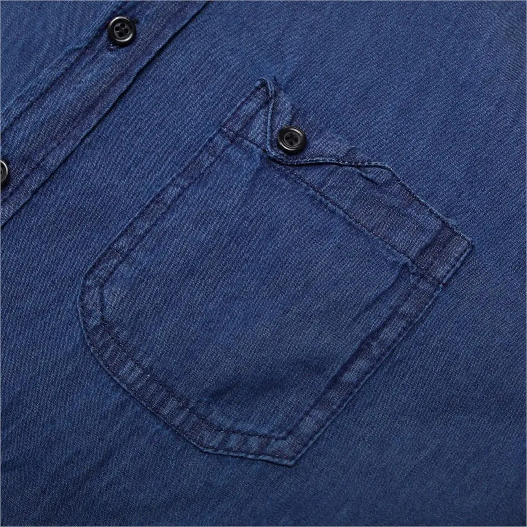 Fredd Marshall Лето г. Модные джинсовая рубашка Мужская Slim Fit с длинным рукавом Однотонная рубашка хлопок топ мужской рубашки для мальчиков карманом 206