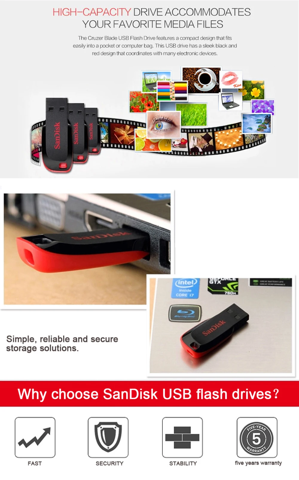 USB флеш-накопитель sandisk CZ50, 8 ГБ, 16 ГБ, 32 ГБ, флеш-накопитель, 64 ГБ, 128 ГБ, память, usb флешка, флешка, cle, usb 2,0, ключ, флэш-диск