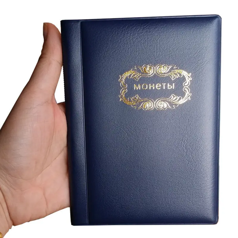 Русский альбом для монет, 10 страниц, 120 карманов, коллекция монет, книга, монета, держатель, мини, размер, альбом, книга, черный, темно-синий, красный, 3 цвета
