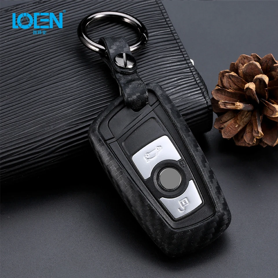 Автомобильный ключ чехол Fob из углеродного волокна Мягкий кожаный книжка