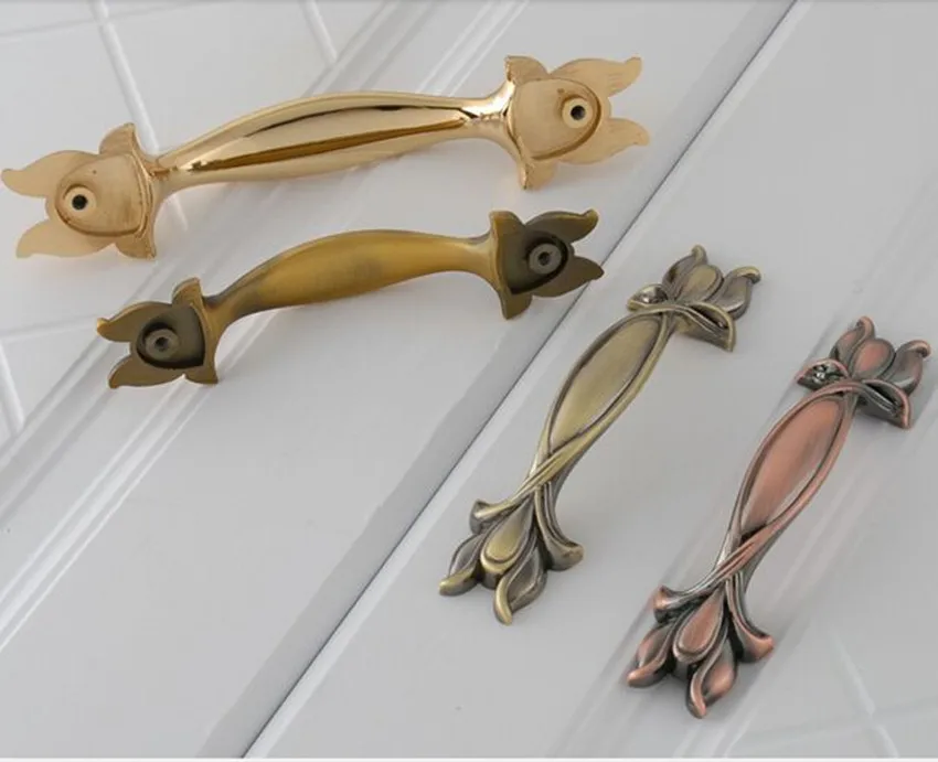 96 мм 128 Ретро стиль мебельные ручки античный латунный комод с медными деталями