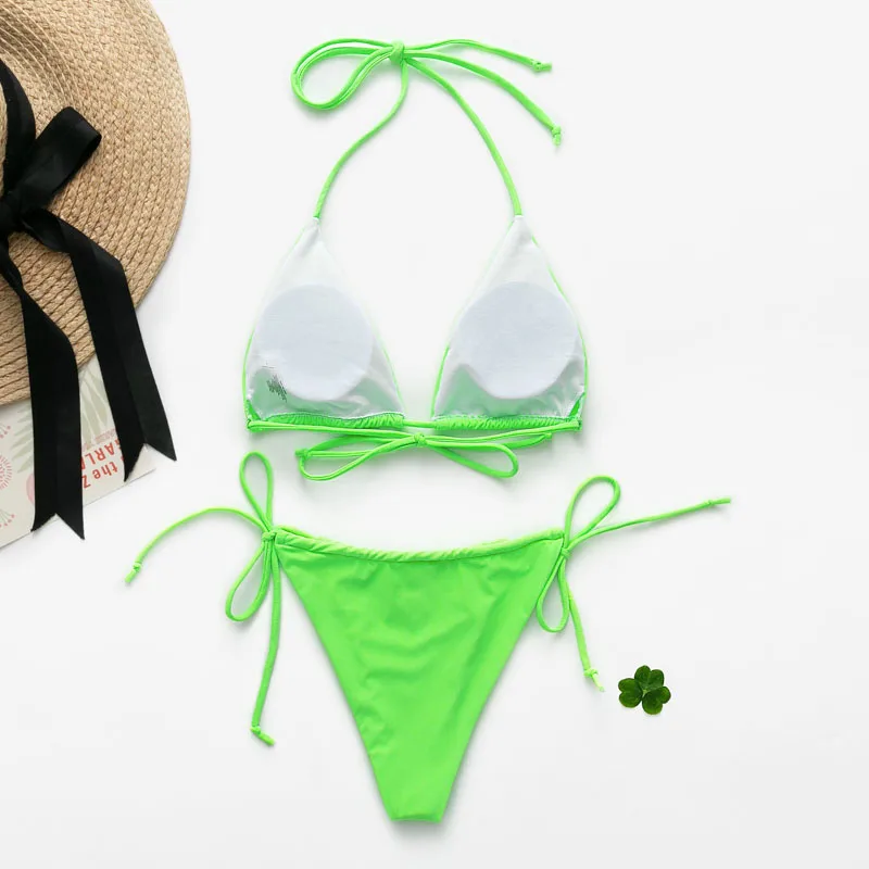 С высоким вырезом бикини 2019 микро сексуальный треугольный купальник женский