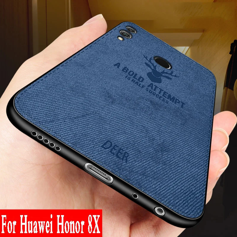For Huawei Honor 8X case Cloth pattern back cover silicon soft edge shockproof business copa for huawei honor armor 6.5 |
