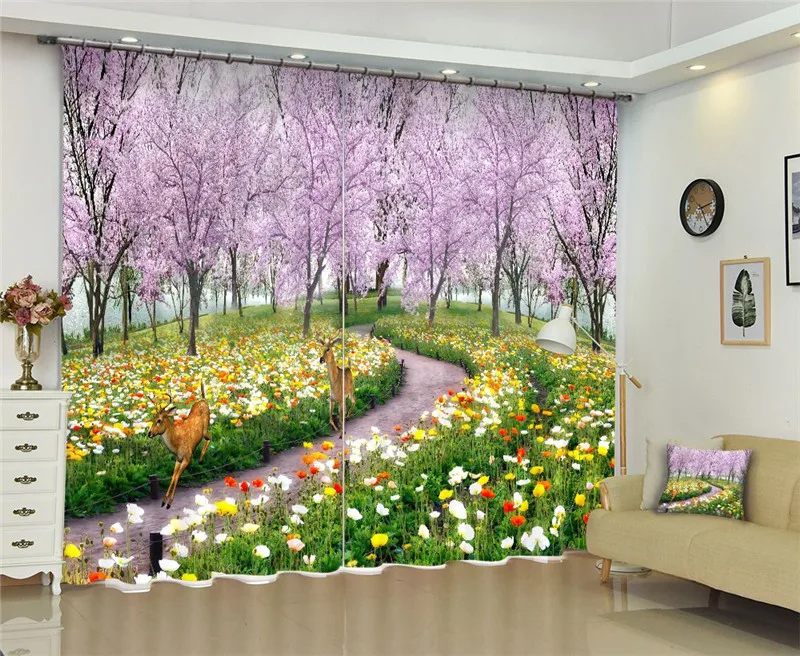 Вишневый цвет Затемненные окна 3D шторы набор для спальни гостиной офиса отеля