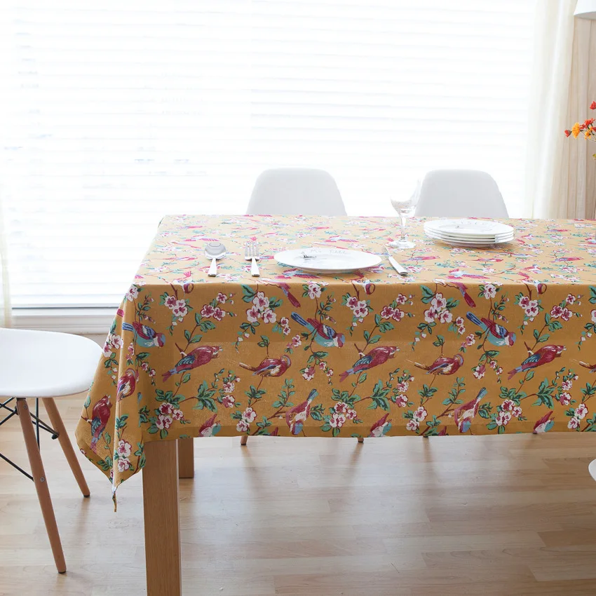 Льняные скатерти с принтом попугаев и птиц экологически чистая скатерть для