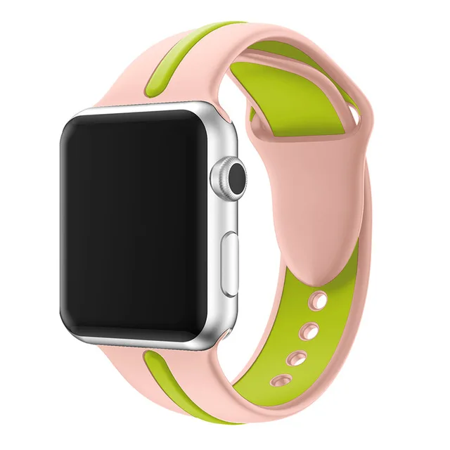 pink-cyan Силиконовый ремешок JANSIN для apple watch series 5 4 3 2, спортивный ремешок для iwatch 38 мм/42 мм/40 мм/44 мм, цветной ремешок для замены - Цвет ремешка: pink-cyan