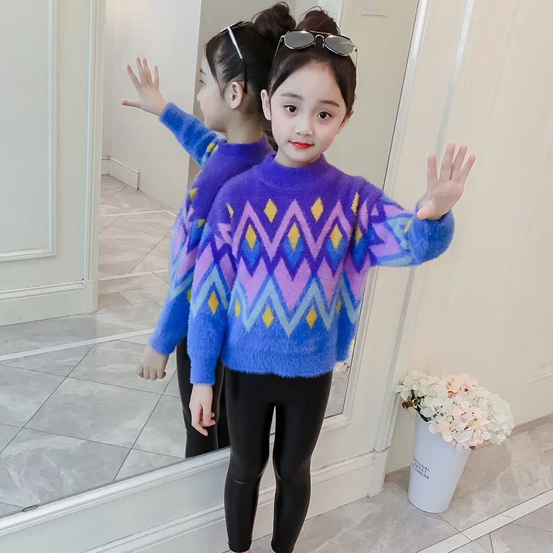 

Свитер JMFFY, теплый осенний пуловер, вязаные свитера для девочек, топы, зимняя вязаная одежда для маленьких девочек, свитер, осенняя мода, женс...