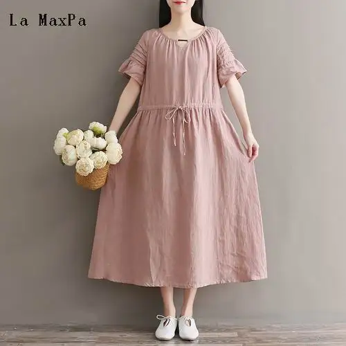La MaxPa Mori Girl плиссе в гармошку с коротким рукавом летнее платье выдалбливают o