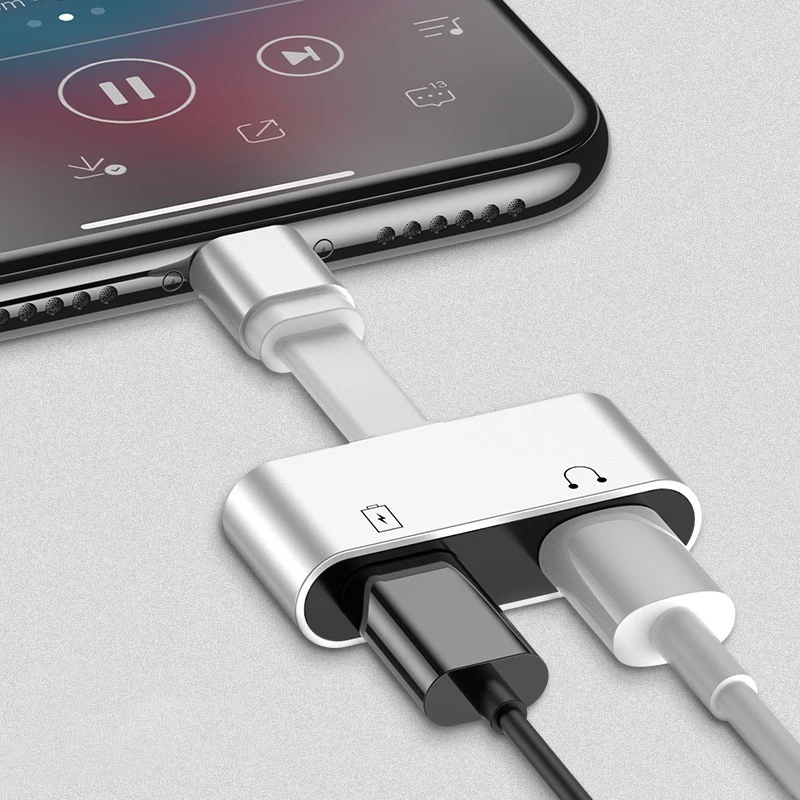 Silver Адаптер для iPhone X 8 7 Plus переходник для наушников аудио разветвитель AUX разъем Adattatore аксессуары для телефонов Adaptador - Цвет: Silver