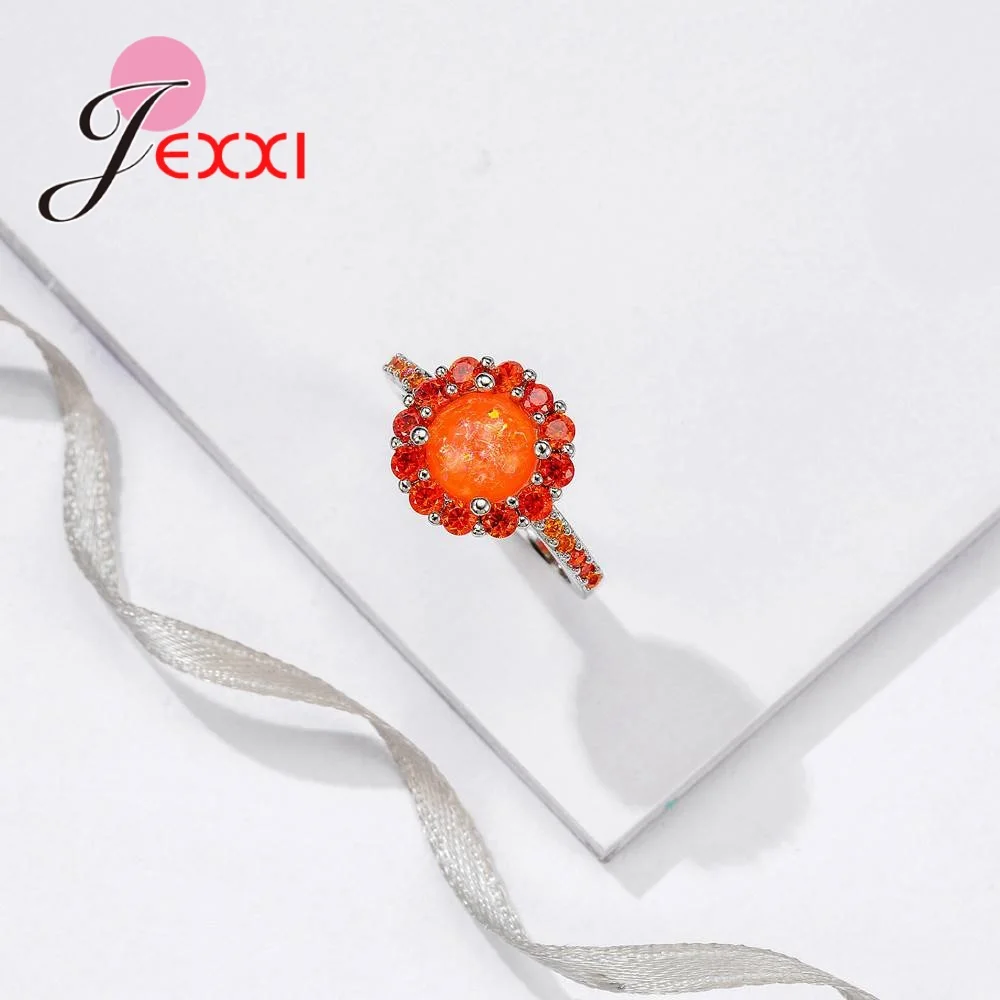 Летний стиль подсолнухи Оранжевый Опал заполнение подлинное серебро 925 пробы