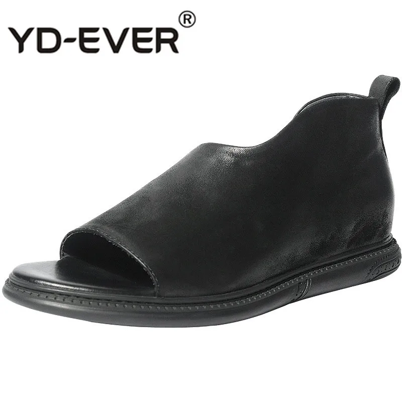 British fashion high-top sandals mens Genuine Leather men casual Roman cowhide Men Slippers Flip Flops beach outdoor | Обувь
