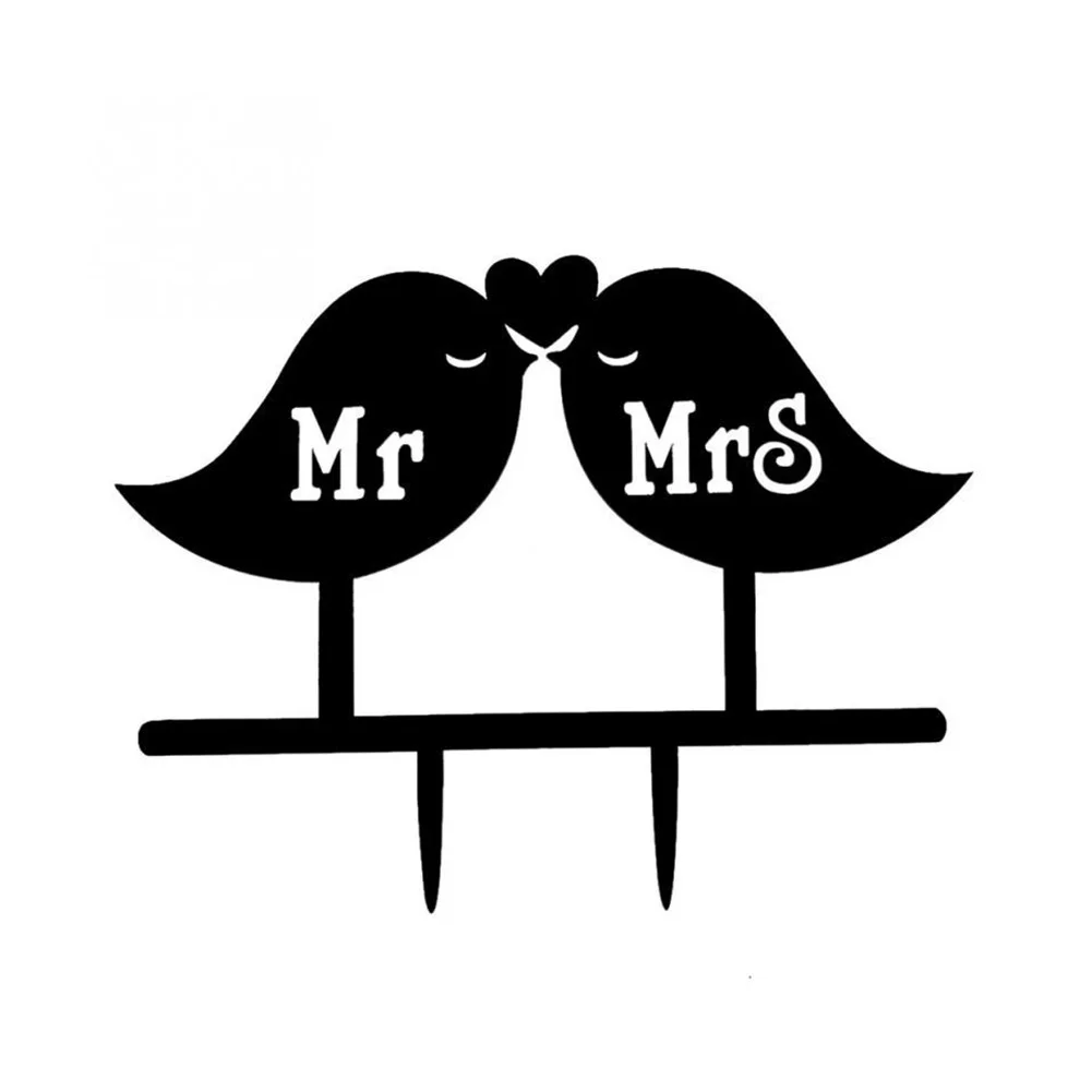 Mr Mrs люблю птиц торт акриловое Украшение Свадебный Топпер вечерние украшения