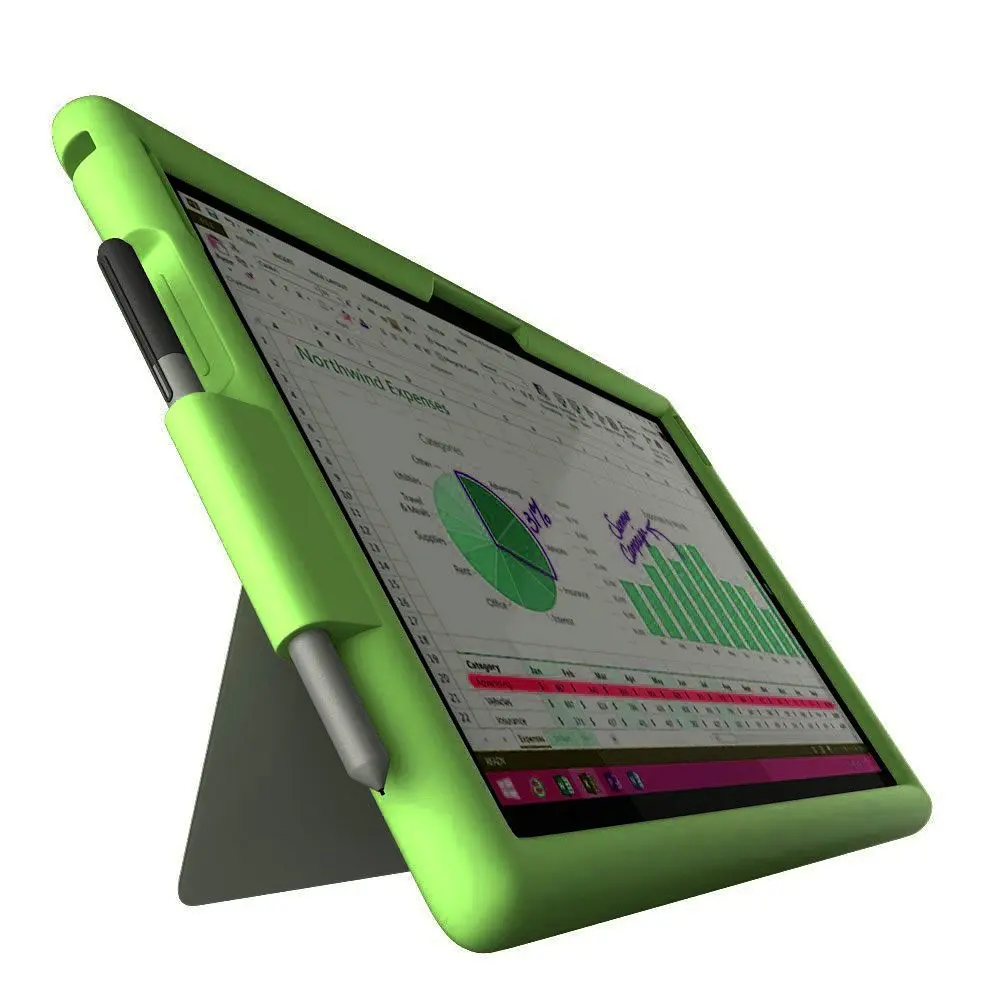 Green Подпрыгивающий чехол для microsoft New Surface Pro 4 3 5, противоударный чехол для планшета 12 дюймов, Силиконовый прочный Чехол - Цвет: Green