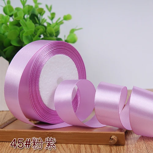 pink purple 25 мм 22 метра(25 ярдов) Шелковая Атласная Лента Свадебная вечеринка Декор Пригласительные открытки подарочная упаковка принадлежности для скрапбукинга Сделай Сам лук Ремесло - Цвет: pink purple