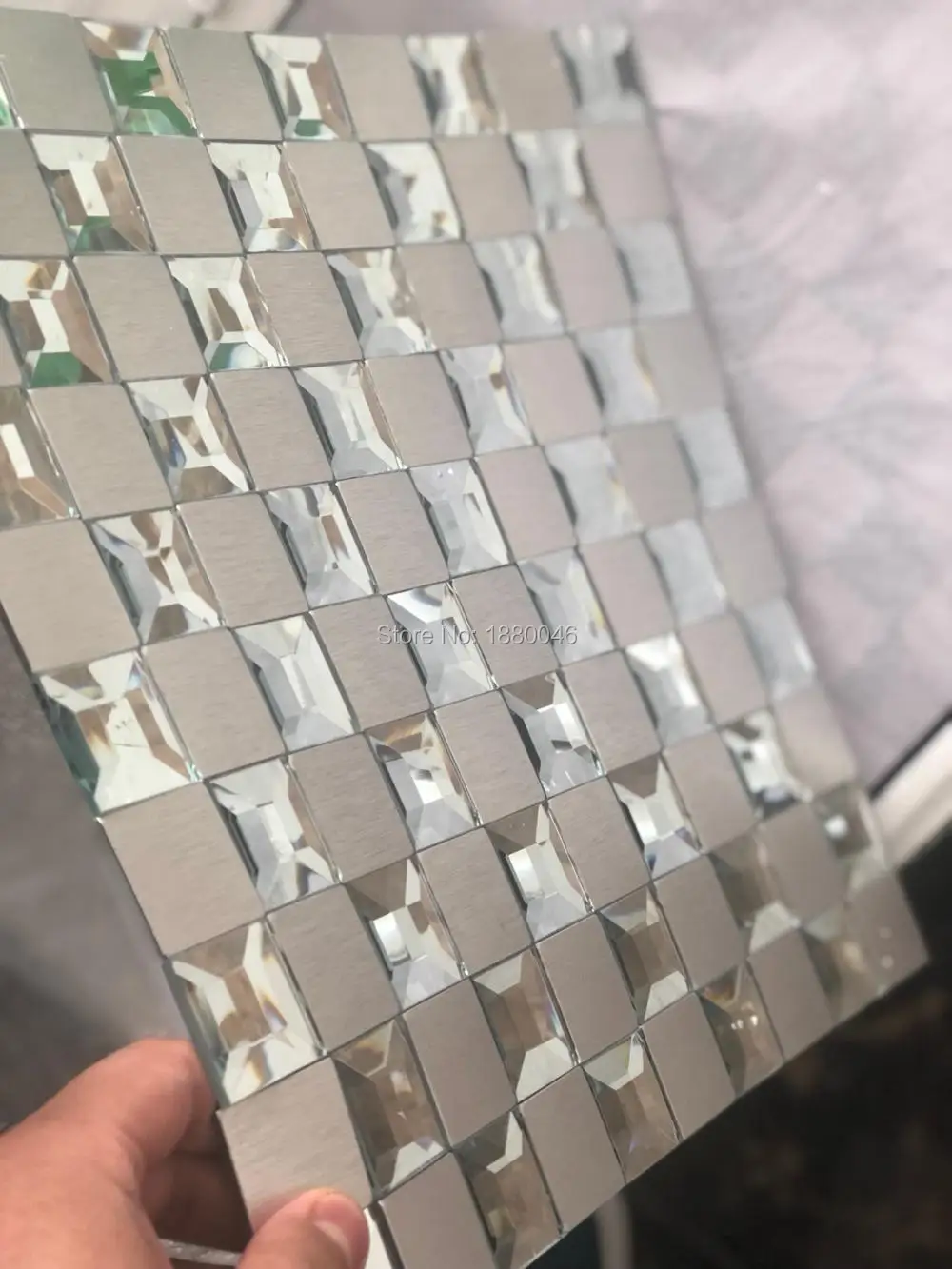 

Metal glass mosaic tile interior decoration items sidewalk tile bathroom wall tile 3D super white art galss wall mosaic