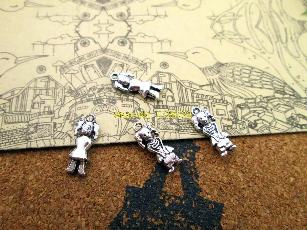 40 шт., подвески для маленькой девушки, 15 х6 мм