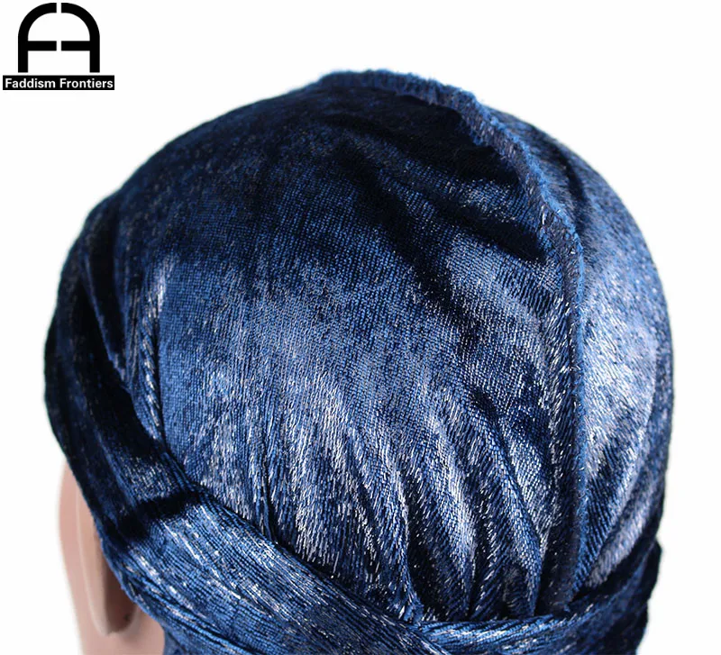 Унисекс блестящий бархат Durag длинный хвост Durags банданы для мужчин тюрбан волны