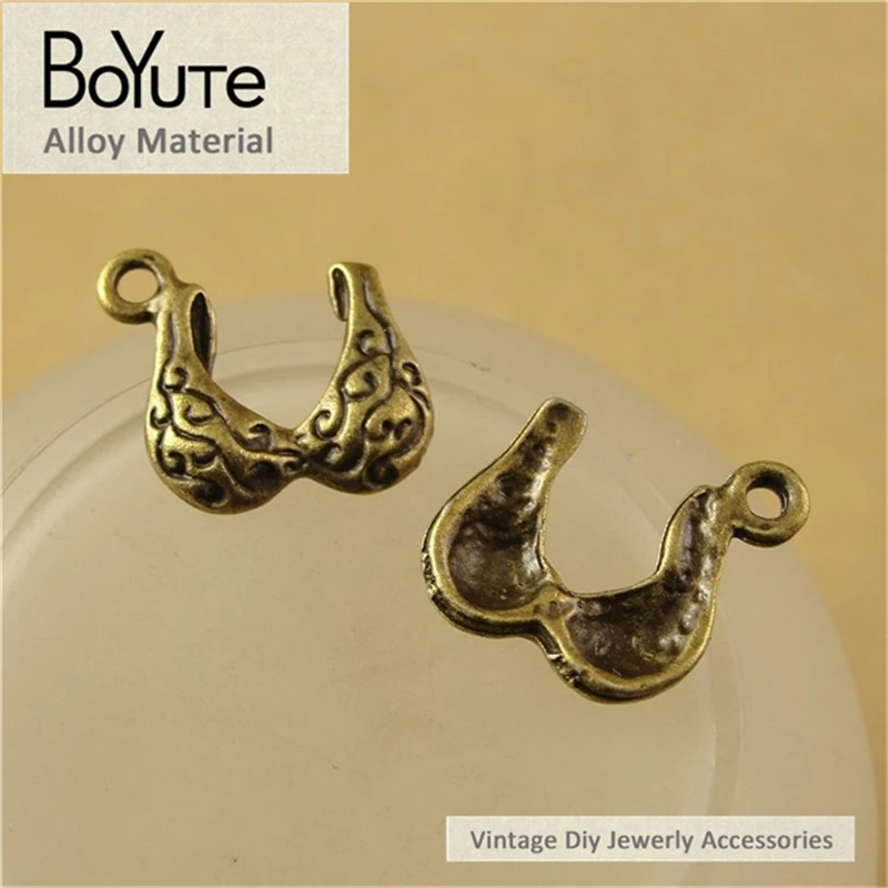 BoYuTe (100 Pieces /lot) 16*14MM Antique Bronze Plated Fashion Zinc Alloy Bibs Charms for Jewelry Making Diy Pendant Materials