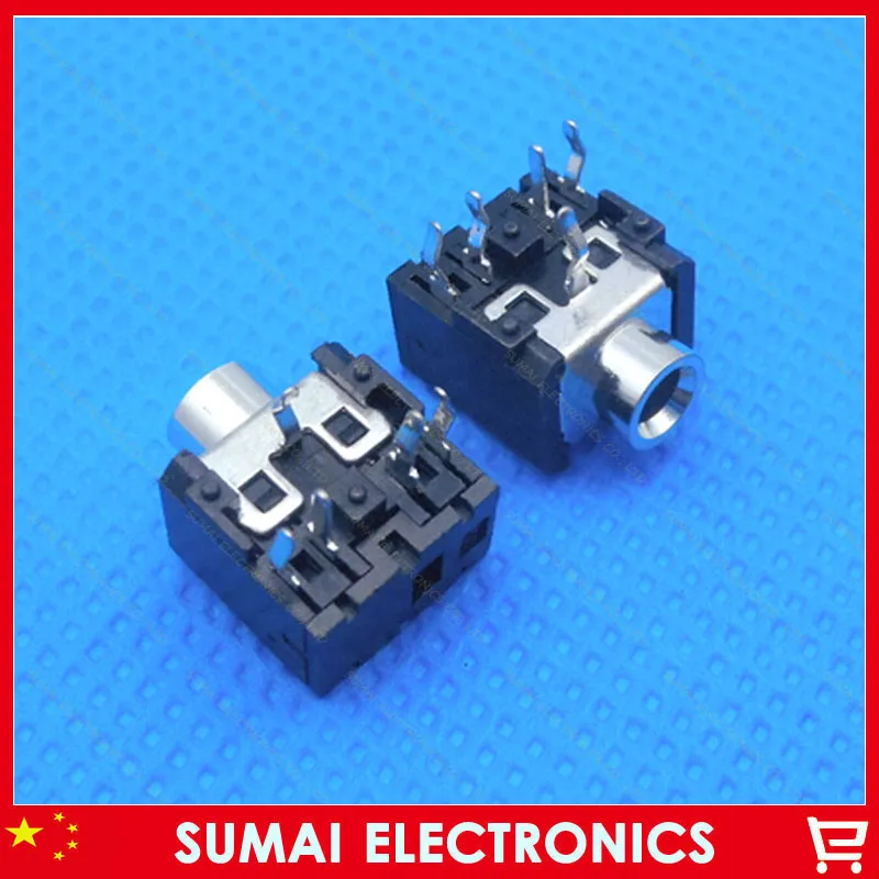 Free shipping PJK-0356 50pcs New 3.5mm female headphone Audio jack laptop earphone connector 5 bend pins black | Электроника