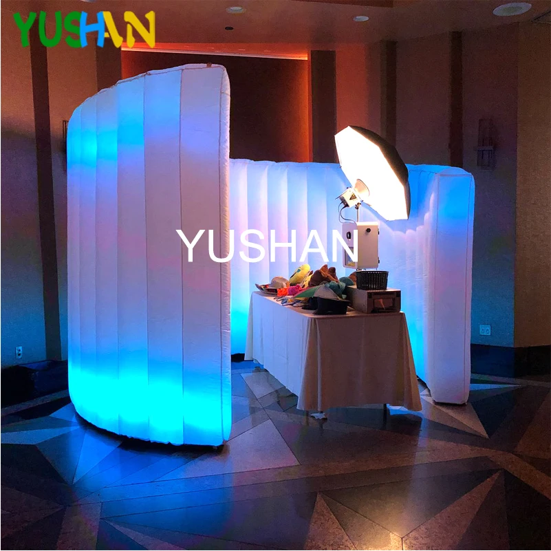 Satılık 10ft Şişme Fotoğraf Kabini Spiral Duvar Zemin Standı LED Şerit Renk Değişimi Müzik Ritim Hava Üfleyici LED Duvar Parti Için