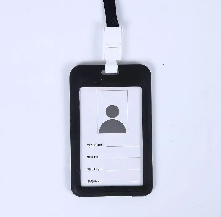 black vertical 1 шт. новые держатели для кредитных карт для женщин и мужчин PU ремешок для банковских карт на шею держатель для карт автобус ID студенческий детский идентификационный значок со шнурком - Цвет: black vertical