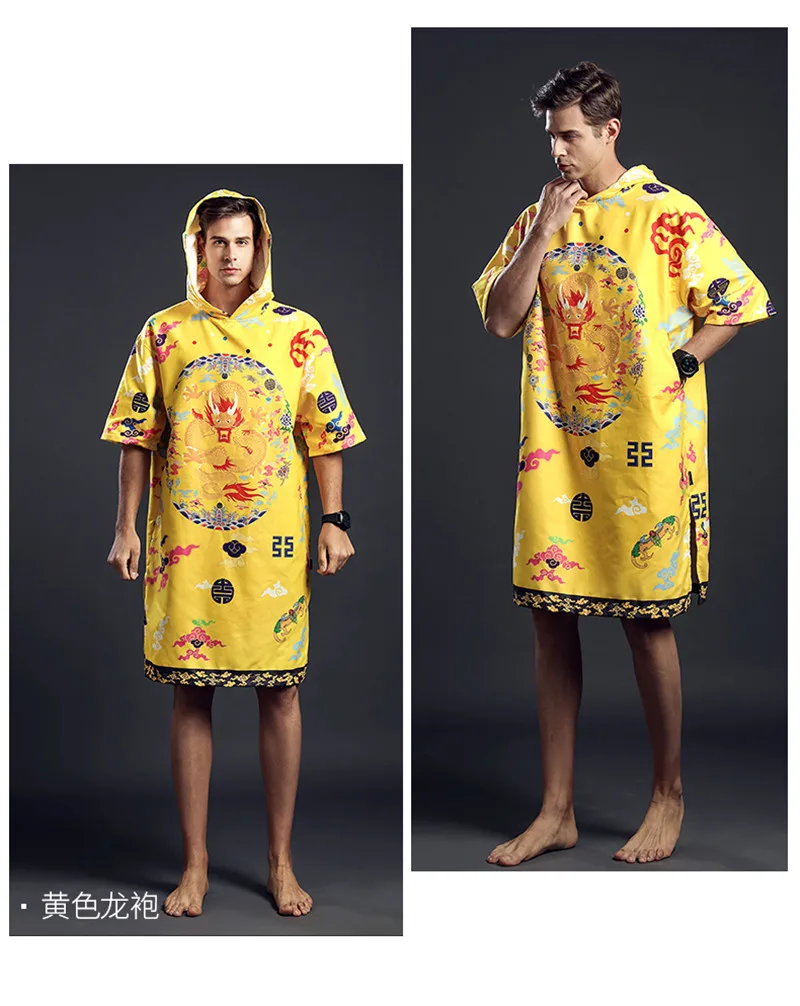 Chinese Dragon Printing Hooded Towel Quick-Dry Outdoor Beach Sport Towel Water absorption Bath Towels Diving Woman Men Bathrobe