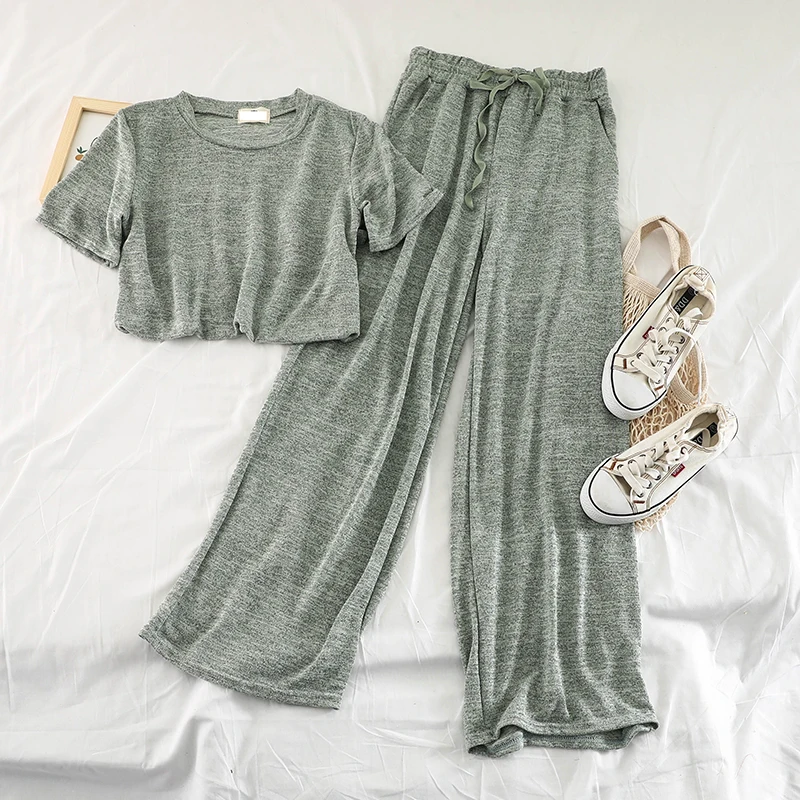 Новинка 2019 Модный женский комплект из двух предметов вязаная ретро свободная