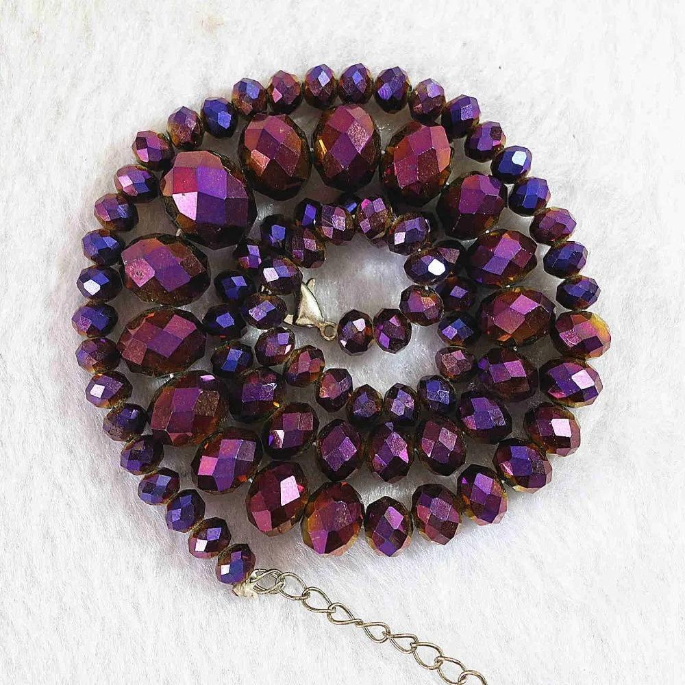 Пурпурное Хрустальное стекло 6-14 мм бусины с огранкой ожерелье сделай сам 18