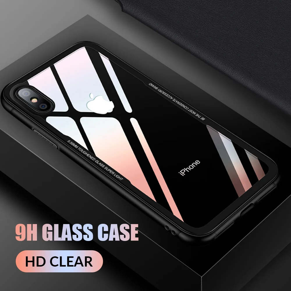 9H чехол из закаленного стекла для телефона iPhone X 8 7 plus Роскошный прозрачный