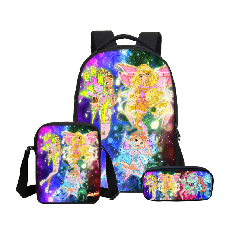 VEEVANV аниме мультфильм jiefix Winx Club рюкзак пенал комплекты из 3 предметов школьный для