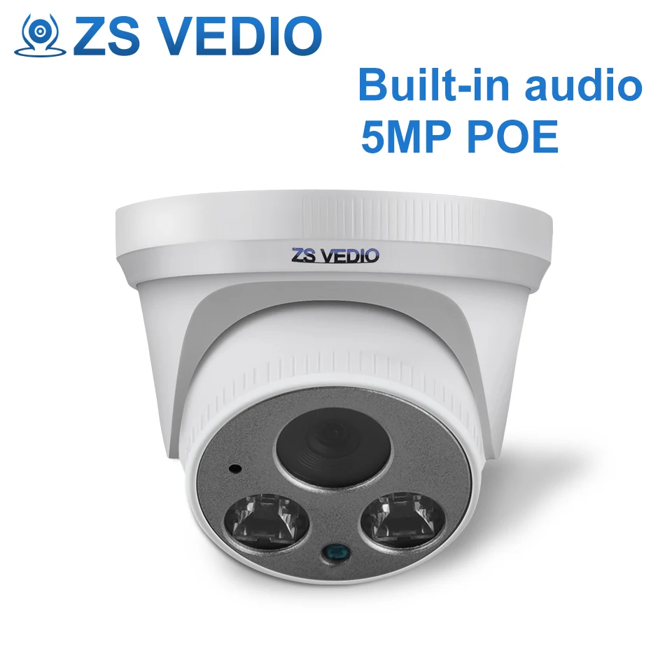 ZSVEDIO 5MP CCTV камера Пластиковый Купол HD встроенный аудио poe безопасности Пуля Plug And