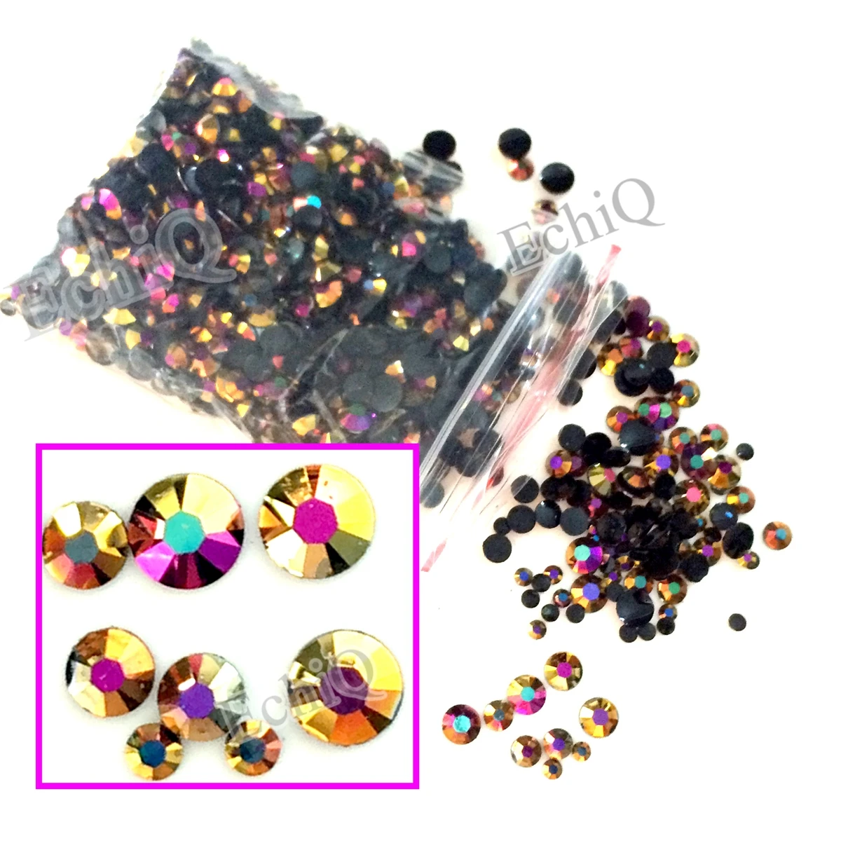 3D Типсы для дизайна ногтей AB Φ цвет стразы разных размеров плоские задние бусины не Горячая фиксация для самодельных ногтей Цвет Розовое золото AB J151