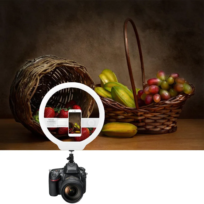 YONGNUO YN128 CRI 95+ светодио дный фотографии кольцо света для Красота блогер Canon цифровых зеркальных фотокамер Nikon Камера видео селфи смартфон iPhone 8 7 6