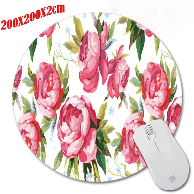 Коврик для мыши с принтом в виде красных цветов резиновый нескользящий подходит