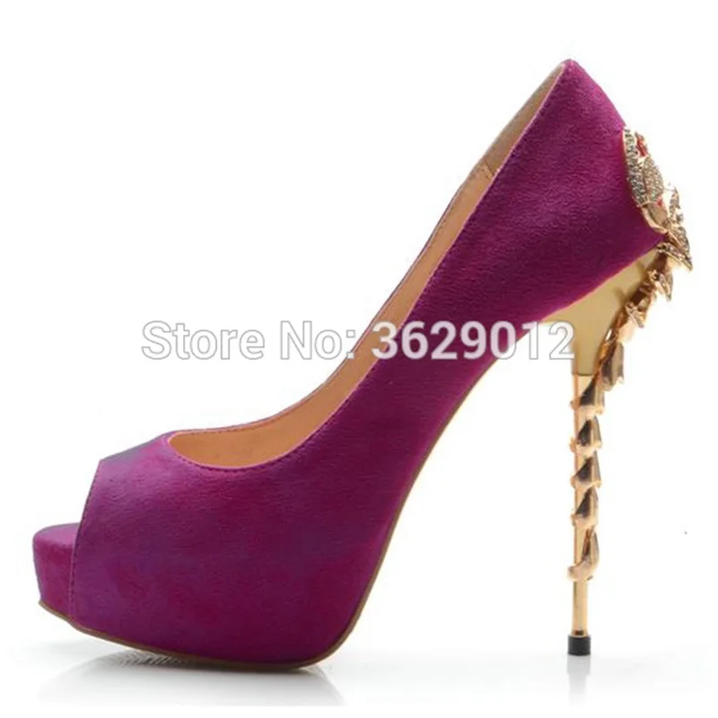 Lynskey Newest Black Suede Leather Peep Toe High Heels Scorpion Heel Pumps Golden Metal Lady Platform Wedding Party Shoes | Обувь