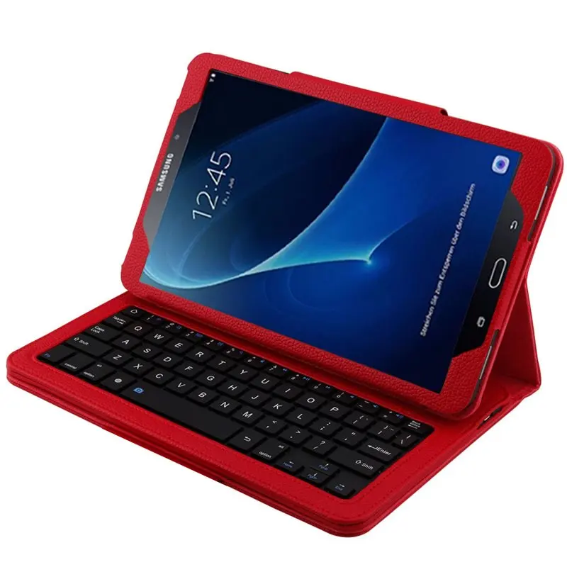 red case Съемная Беспроводная Bluetooth клавиатура чехол для Samsung Galaxy Tab A A6 10,1 T580 T585 T580N T585N стенд Funda чехол+ Flim - Цвет: red case